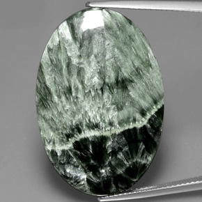 27.27 ct Green Seraphinite Gemstone, Seraphinite Gem in Oval Cabochon Shape for Sale.