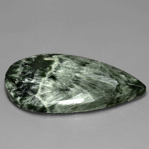 27.18 ct Green Seraphinite Stone, Natural Seraphinite in Pear Cabochon Shape for Sale