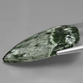 Seraphinite Gemstone in 36.6 x 20.9 mm Size for Sale, Seraphinite Stone in Green Color