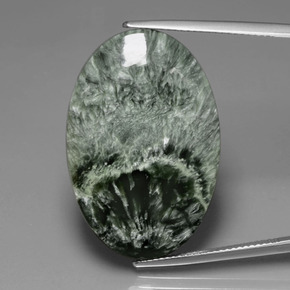 25.77 ct Green Seraphinite Gemstone, Seraphinite Gem in Oval Cabochon Shape for Sale.