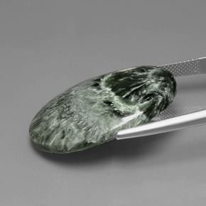 Seraphinite Gemstone in 31.3 x 20.9 mm Size for Sale, Seraphinite Stone in Green Color