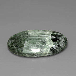 30.14 ct Green Seraphinite Stone, Natural Seraphinite in Oval Cabochon Shape for Sale
