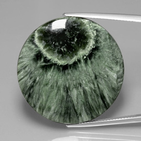 35.83 ct Green Seraphinite Gemstone, Seraphinite Gem in Round Cabochon Shape for Sale.