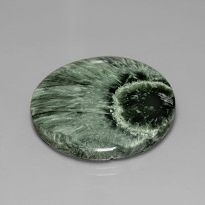 35.83 ct Green Seraphinite Stone, Natural Seraphinite in Round Cabochon Shape for Sale