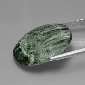 Seraphinite Gemstone in 30.2 mm Size for Sale, Seraphinite Stone in Medium Green Color