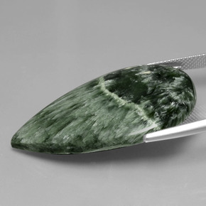 Seraphinite Gemstone in 38.6 x 22.8 mm Size for Sale, Seraphinite Stone in Green Color