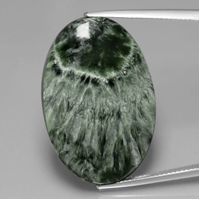28.17 ct Green Seraphinite Gemstone, Seraphinite Gem in Oval Cabochon Shape for Sale.