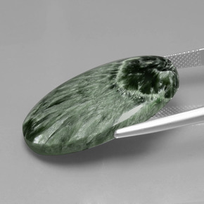 Seraphinite Gemstone in 31.4 x 21.1 mm Size for Sale, Seraphinite Stone in Green Color