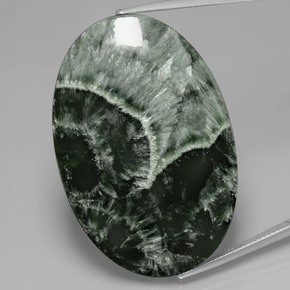 45.44 ct Green Seraphinite Gemstone, Seraphinite Gem in Oval Cabochon Shape for Sale.