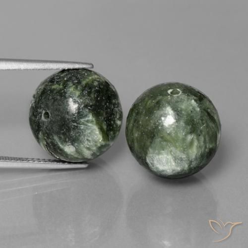 38.66 ct Drilled Sphere Seraphinite, 14.2 mm From Russia, Photo A