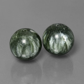 38.91 ct Green Seraphinite Stone, Natural Seraphinite in Drilled Sphere Shape for Sale