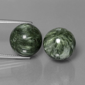 38.74 ctw Green Seraphinite Gemstones, Seraphinite Gems in Drilled Sphere Shape for Sale.