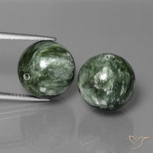 36.86 ct Drilled Sphere Seraphinite, 13.9 mm From Russia, Photo A