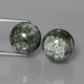 Grayish Green Serafinite Gem - 19.7ct Sfera forata (ID: 447352)