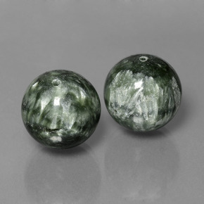 39.38 ctw Green Seraphinite Stones, Natural Seraphinite in Drilled Sphere Shape for Sale