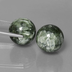 Seraphinite Gemstones in 14.3 mm Size for Sale, Seraphinite Stones in Grayish Green Color