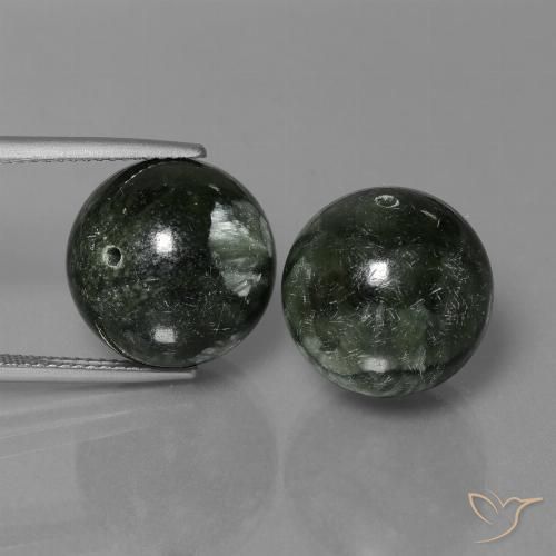 Séraphinite sphérique percée de 38,93 ct, 14,2 mm de Russie, Photo A