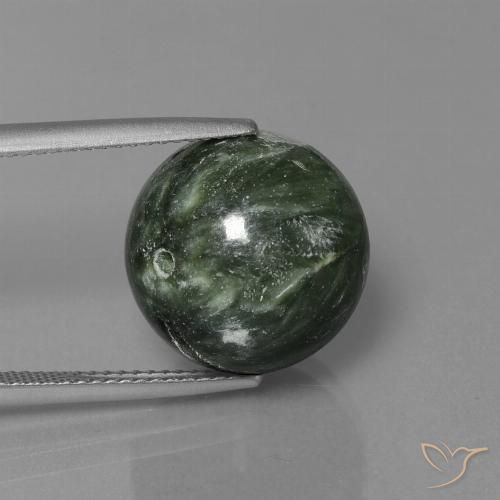 Seraphinite Vert drilled sphere 14,3mm De Russie, poids de 19,74 ct, pierre gemme naturelle Non traité de pureté Opaque , 1 pièce Seraphinite, couleur : Forêt verte, dureté de Mohs de 2 à 4, Photo A