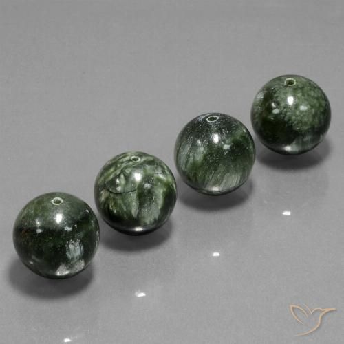 76.71ctw Natural Green Seraphinite, Sphere / Ball, Opaque