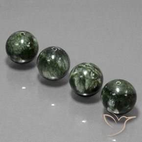 76.71 ctw Green Seraphinite Stones, Natural Seraphinite in Drilled Sphere Shape for Sale