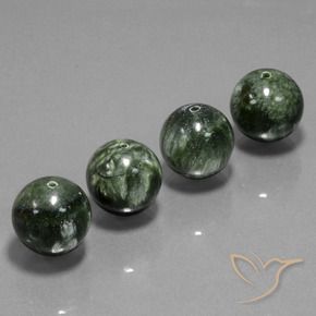 Seraphinite Gemstones in 14 mm (calibrated) Size for Sale, Seraphinite Stones in Green Color