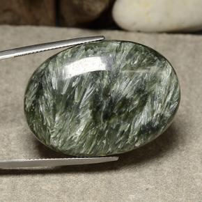 50.25 ct Green Seraphinite Stone, Natural Seraphinite in Oval Cabochon Shape for Sale