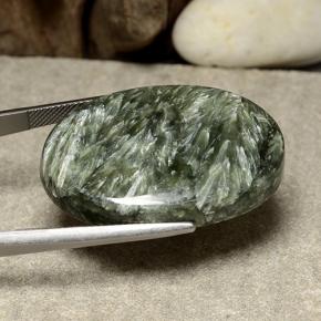 Seraphinite Gemstone in 34.8 x 25.5 mm Size for Sale, Seraphinite Stone in Green Color