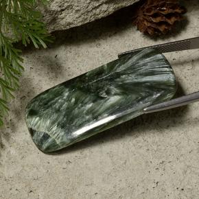 Seraphinite Gemstone in 41.6 x 20.2 mm Size for Sale, Seraphinite Stone in Green Color