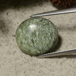 5.77 ct Green Seraphinite Stone, Natural Seraphinite in Oval Cabochon Shape for Sale