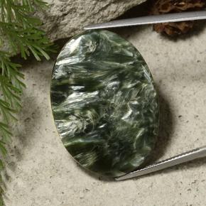 35.44 ct Green Seraphinite Gemstone, Seraphinite Gem in Oval Cabochon Shape for Sale.