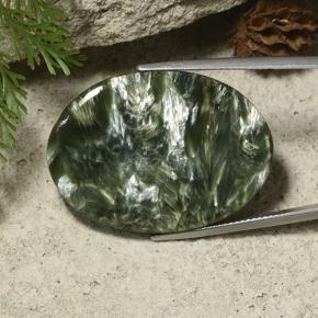 35.44 ct Green Seraphinite Stone, Natural Seraphinite in Oval Cabochon Shape for Sale