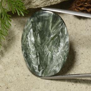 29.53 ct Green Seraphinite Gemstone, Seraphinite Gem in Oval Cabochon Shape for Sale.