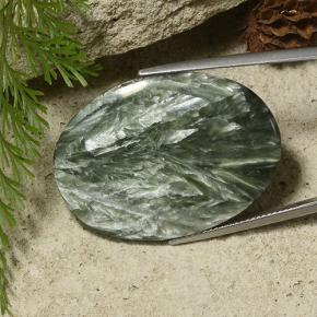29.53 ct Green Seraphinite Stone, Natural Seraphinite in Oval Cabochon Shape for Sale