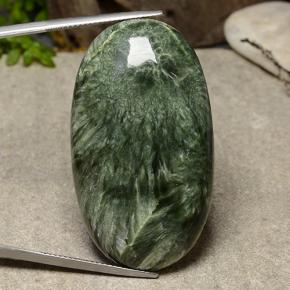 56.57 ct Green Seraphinite Gemstone, Seraphinite Gem in Oval Cabochon Shape for Sale.