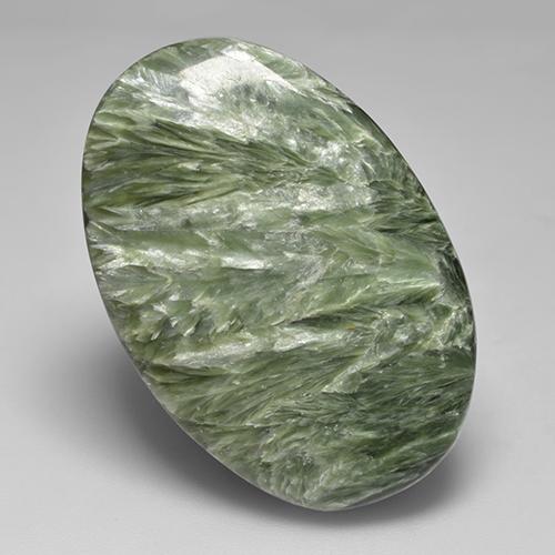 Multicolor Green Seraphinite Gem - 32.9ct Oval Cabochon (ID: 485861)