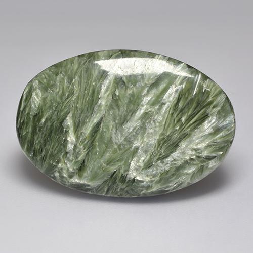32.94 ct Green Seraphinite Stone, Natural Seraphinite in Oval Cabochon Shape for Sale