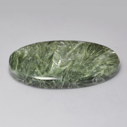 Seraphinite Gemstone in 34.3 x 23.3 mm Size for Sale, Seraphinite Stone in Multicolor Green Color