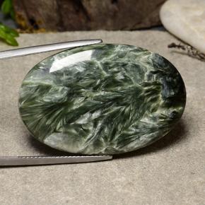 39.09 ct Green Seraphinite Stone, Natural Seraphinite in Oval Cabochon Shape for Sale