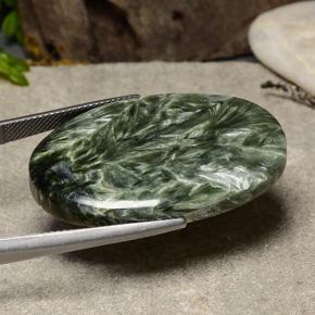 Seraphinite Gemstone in 36.1 x 23.7 mm Size for Sale, Seraphinite Stone in Green Color