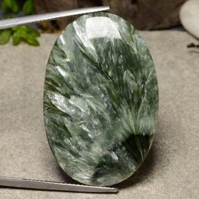 38.12 ct Green Seraphinite Gemstone, Seraphinite Gem in Oval Cabochon Shape for Sale.