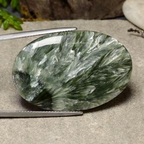 38.12 ct Green Seraphinite Stone, Natural Seraphinite in Oval Cabochon Shape for Sale