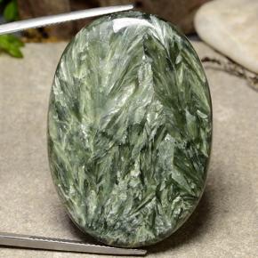 51.64 ct Green Seraphinite Gemstone, Seraphinite Gem in Oval Cabochon Shape for Sale.