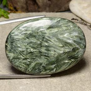 51.64 ct Green Seraphinite Stone, Natural Seraphinite in Oval Cabochon Shape for Sale