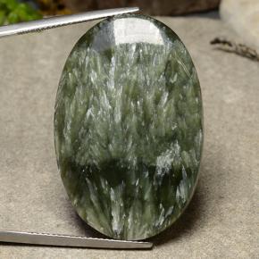 39.98 ct Green Seraphinite Gemstone, Seraphinite Gem in Oval Cabochon Shape for Sale.