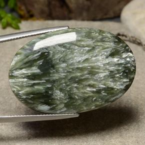 39.98 ct Green Seraphinite Stone, Natural Seraphinite in Oval Cabochon Shape for Sale