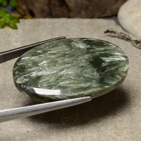Seraphinite Gemstone in 36.5 x 24.3 mm Size for Sale, Seraphinite Stone in Medium Green Color