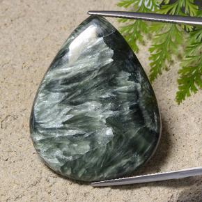 34.19 ct Green Seraphinite Gemstone, Seraphinite Gem in Pear Cabochon Shape for Sale.