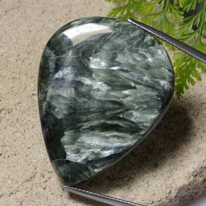 34.19 ct Green Seraphinite Stone, Natural Seraphinite in Pear Cabochon Shape for Sale