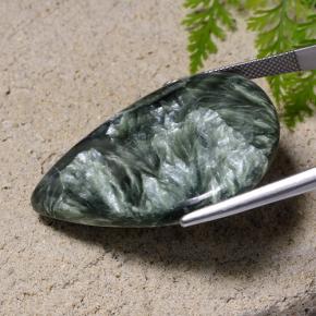 Seraphinite Gemstone in 37.6 x 29.8 mm Size for Sale, Seraphinite Stone in Dark Green Color