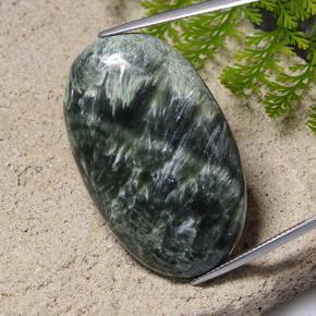 Vert foncé Seraphinite gemme - 48.1ct Ovale Cabochon (ID: 485921)
